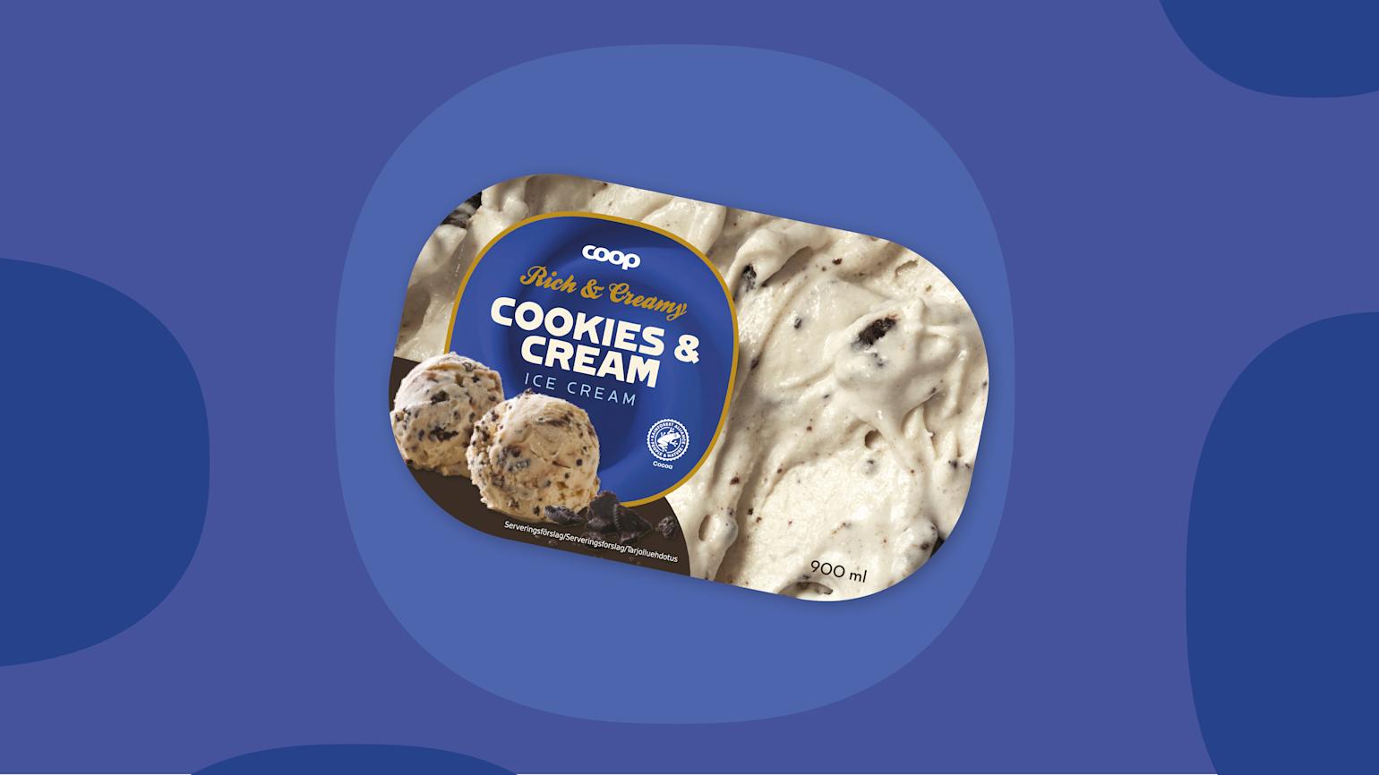 Coop cookies & cream is 900ml 