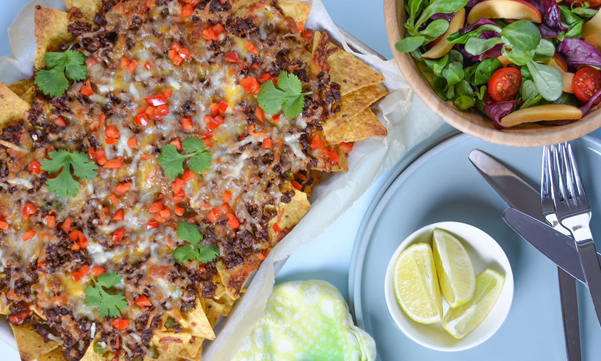 Vegetarnachos i langpanne