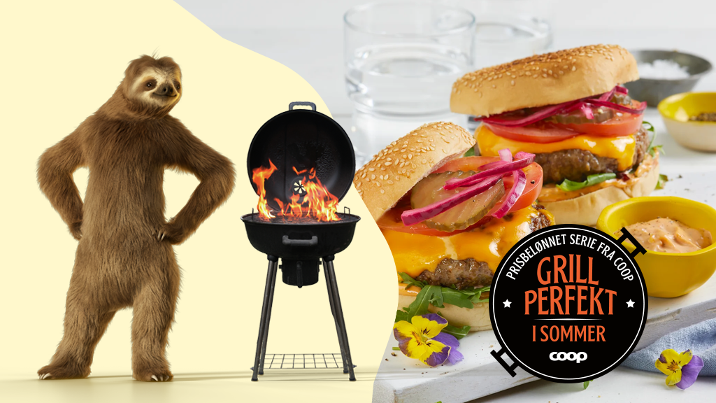 Dovendyret med grill og lekre hamburgere