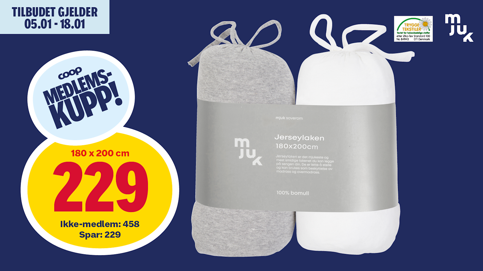 Mjuk formsydd jersylaken 2 pk