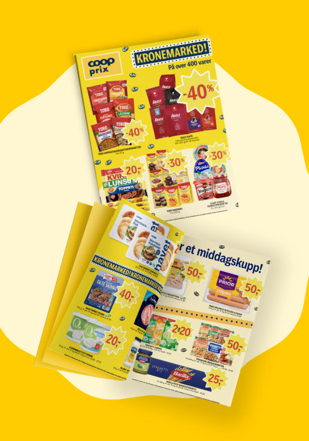 To kundeaviser på gul bakgrunn uke 17