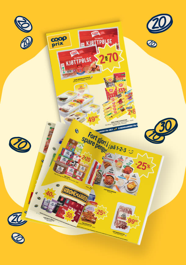 To kundeaviser på gul bakgrunn uke 9