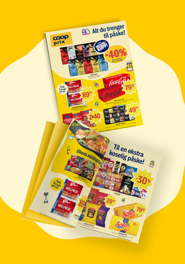 To kundeaviser på gul bakgrunn uke 13
