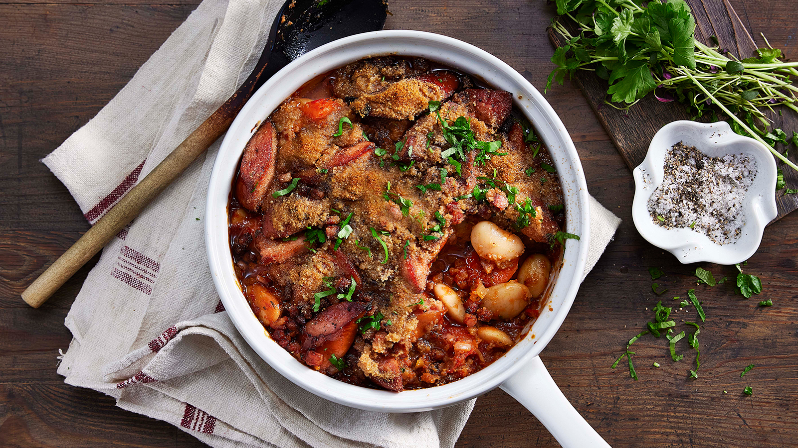 Cassoulet med kjøttpølser - fransk bondegryte