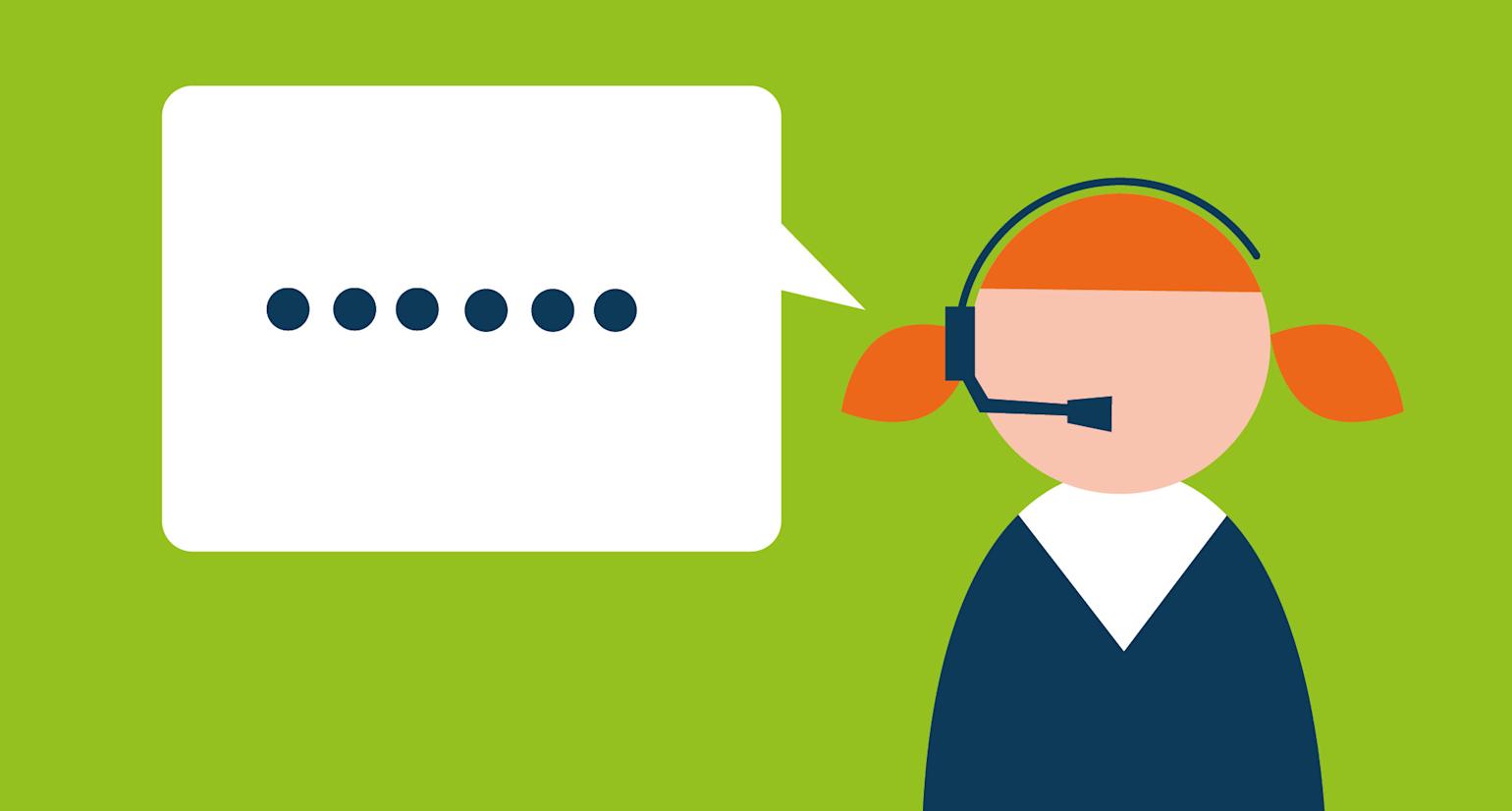 Illustrasjon av dame som snakker i headset.