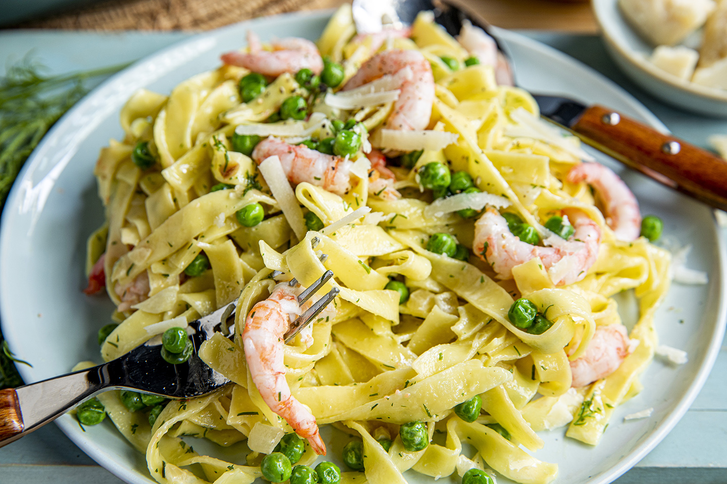 Rask og god pasta med reker