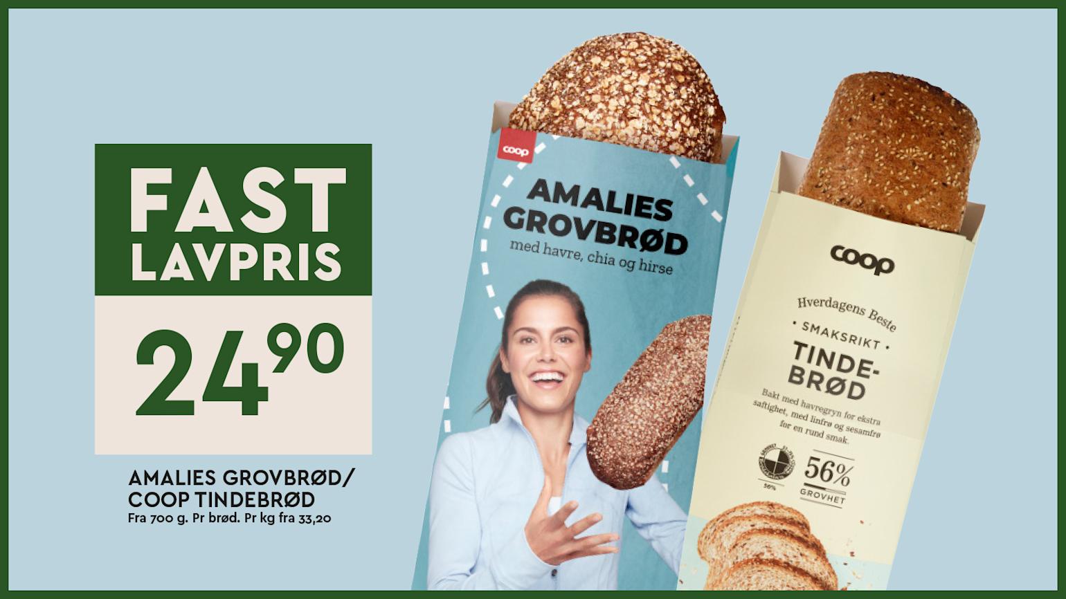 fast lav pris på brød - Coop Mega
