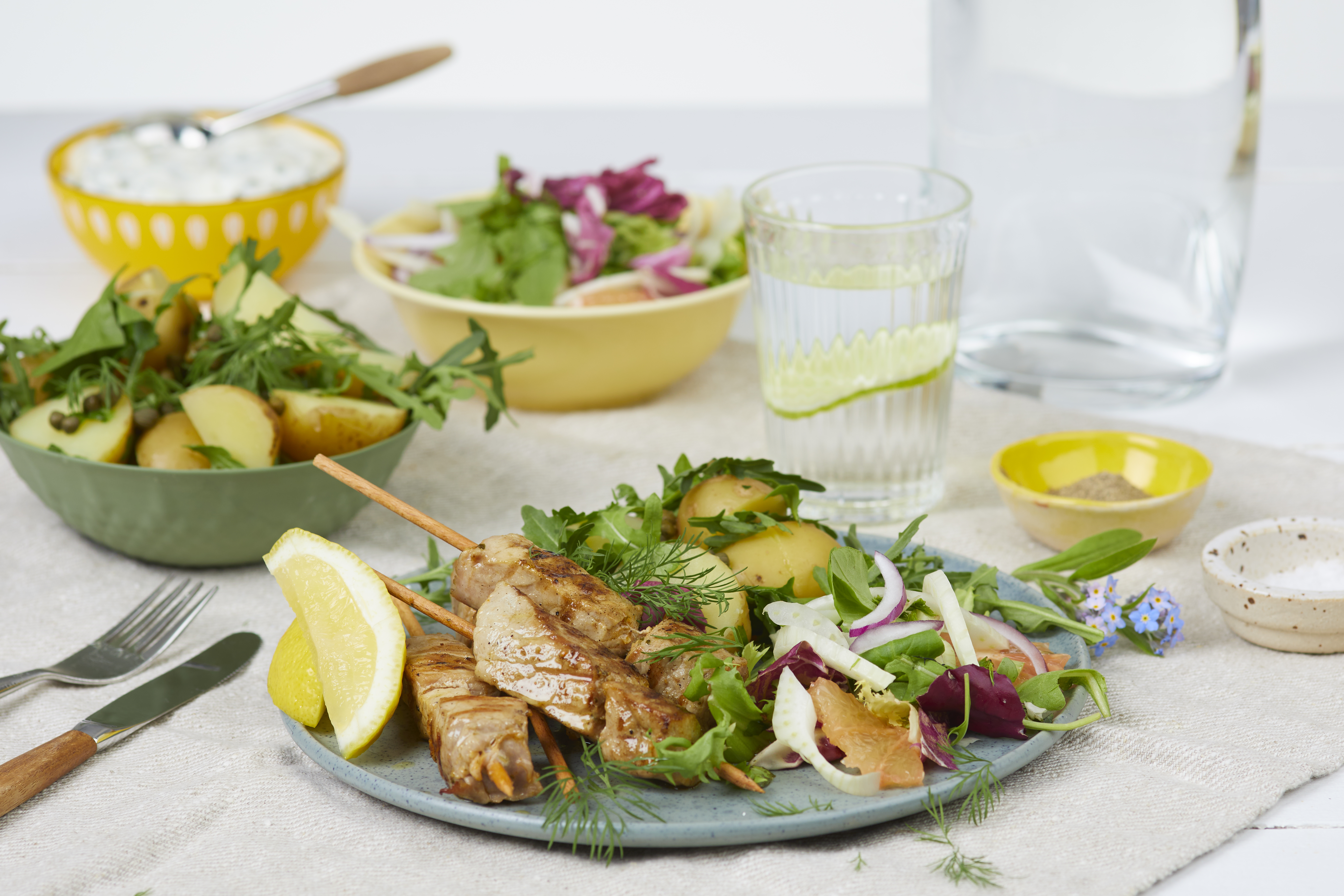 Grillspyd Spicy Lemon med grapefruktsalat