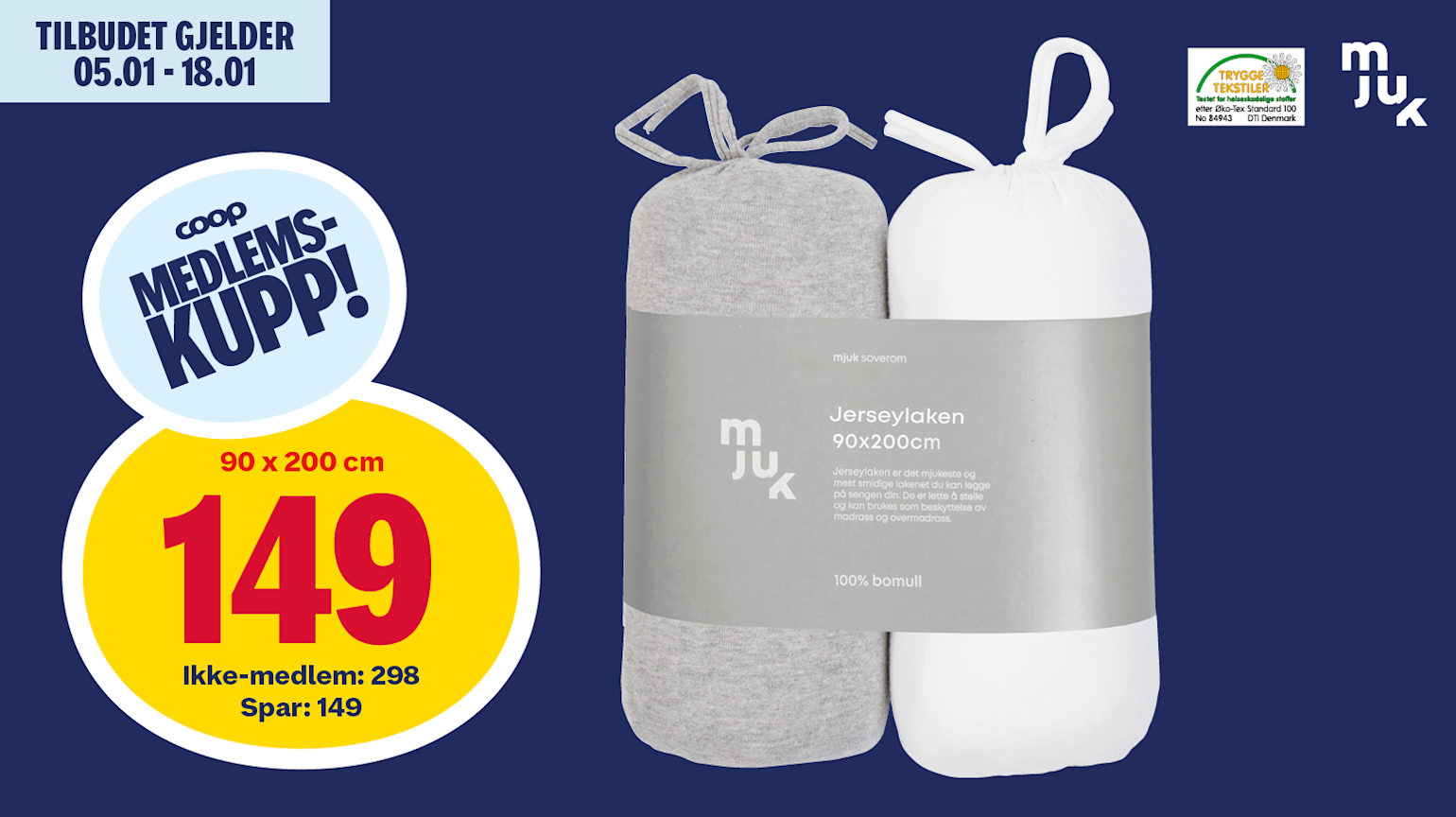 Mjuk formsydd jersylaken 2 pk