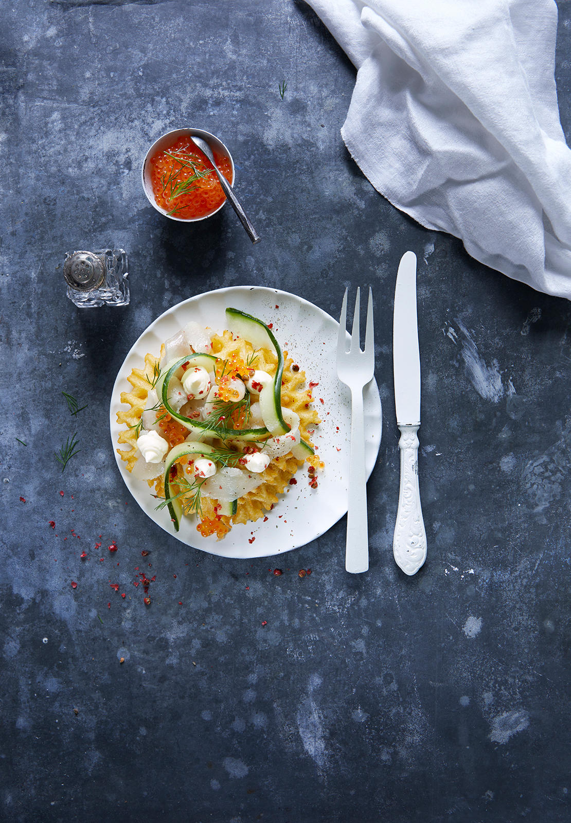 potetvafler med spekesild