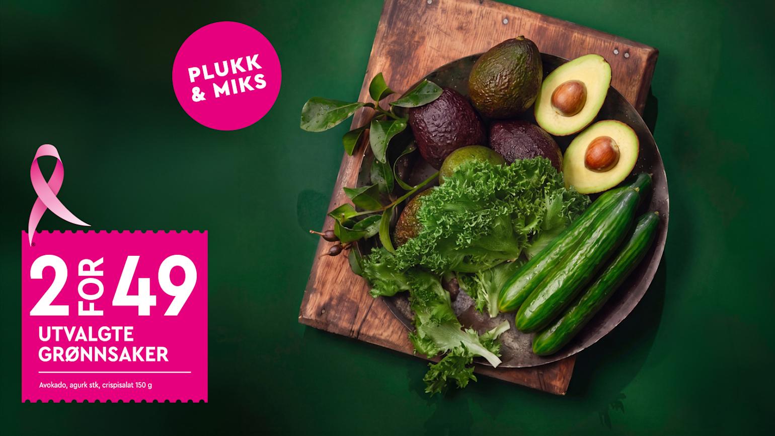 Del av fruktsjefens favoritter. Avokado, salat og agurk dandert på en talerken.