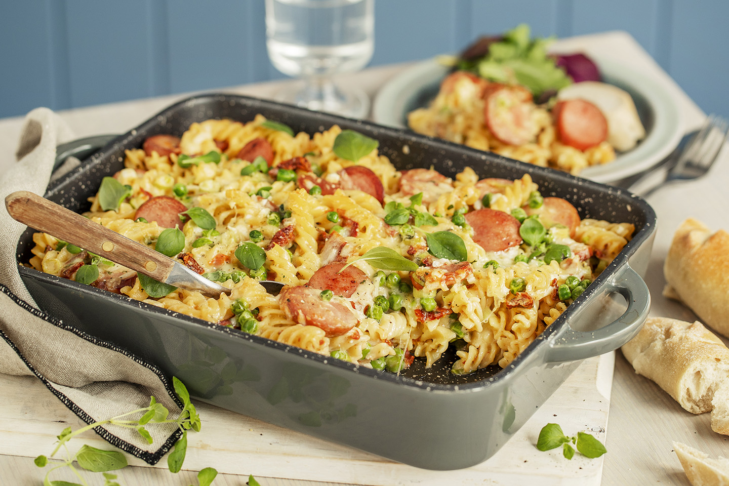 Pølsegrateng med pasta