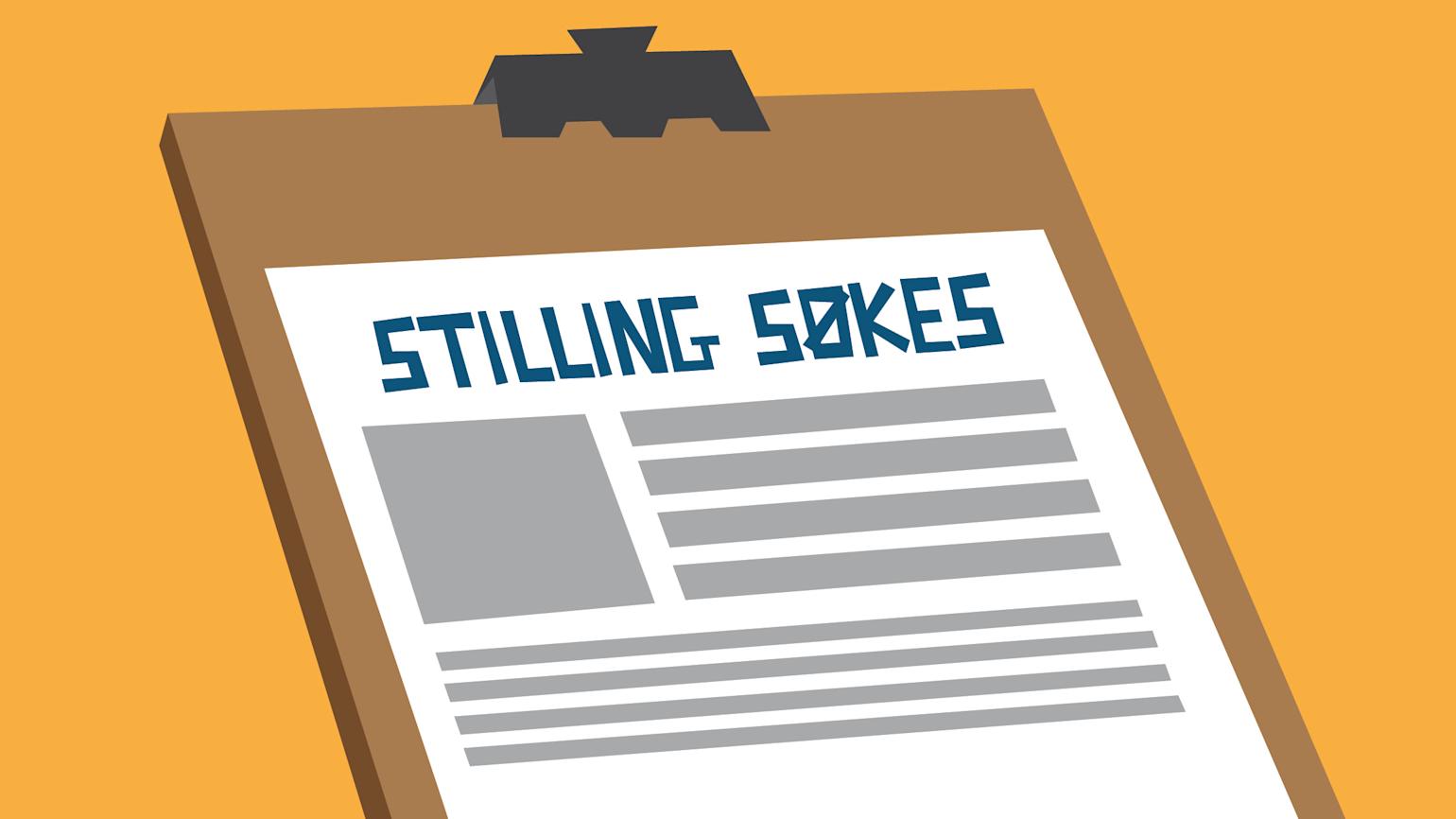 Illustrasjon tavle med stilling søkes.