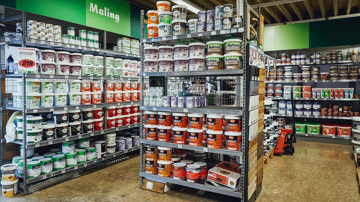Malingavdelingen på en Coop Byggmix butikk