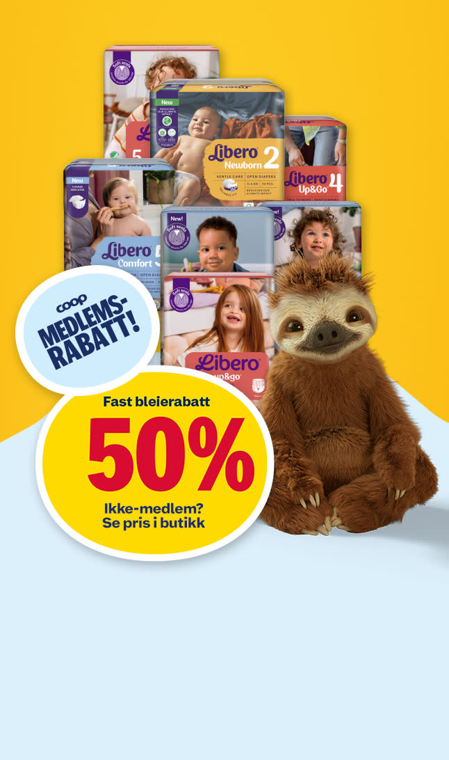 Coop Prix medlemsrabatt på bleier.