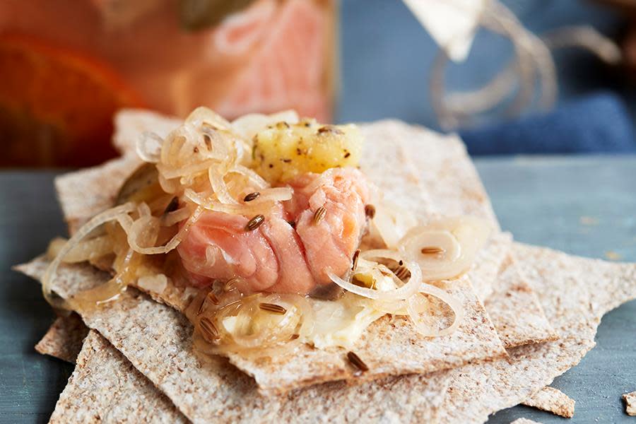 Syltet laks på flatbrød
