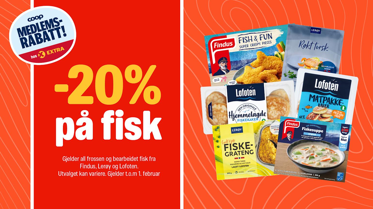 20 prosent medlemsrabatt på fisk