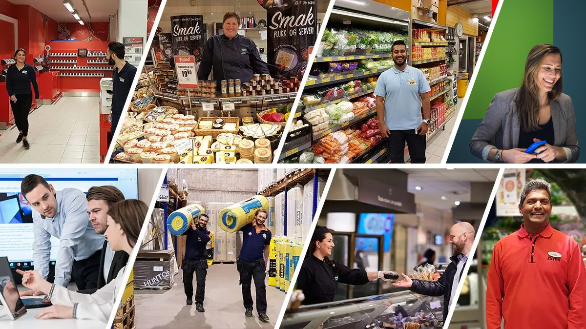 Collage av ansatte i Coop