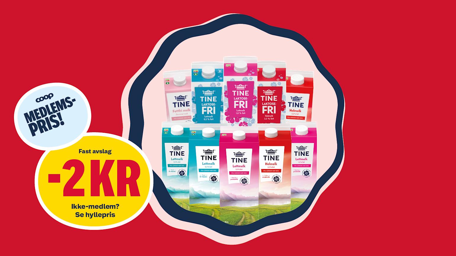 Medlemspris på melk hos Coop Marked og Matkroken.