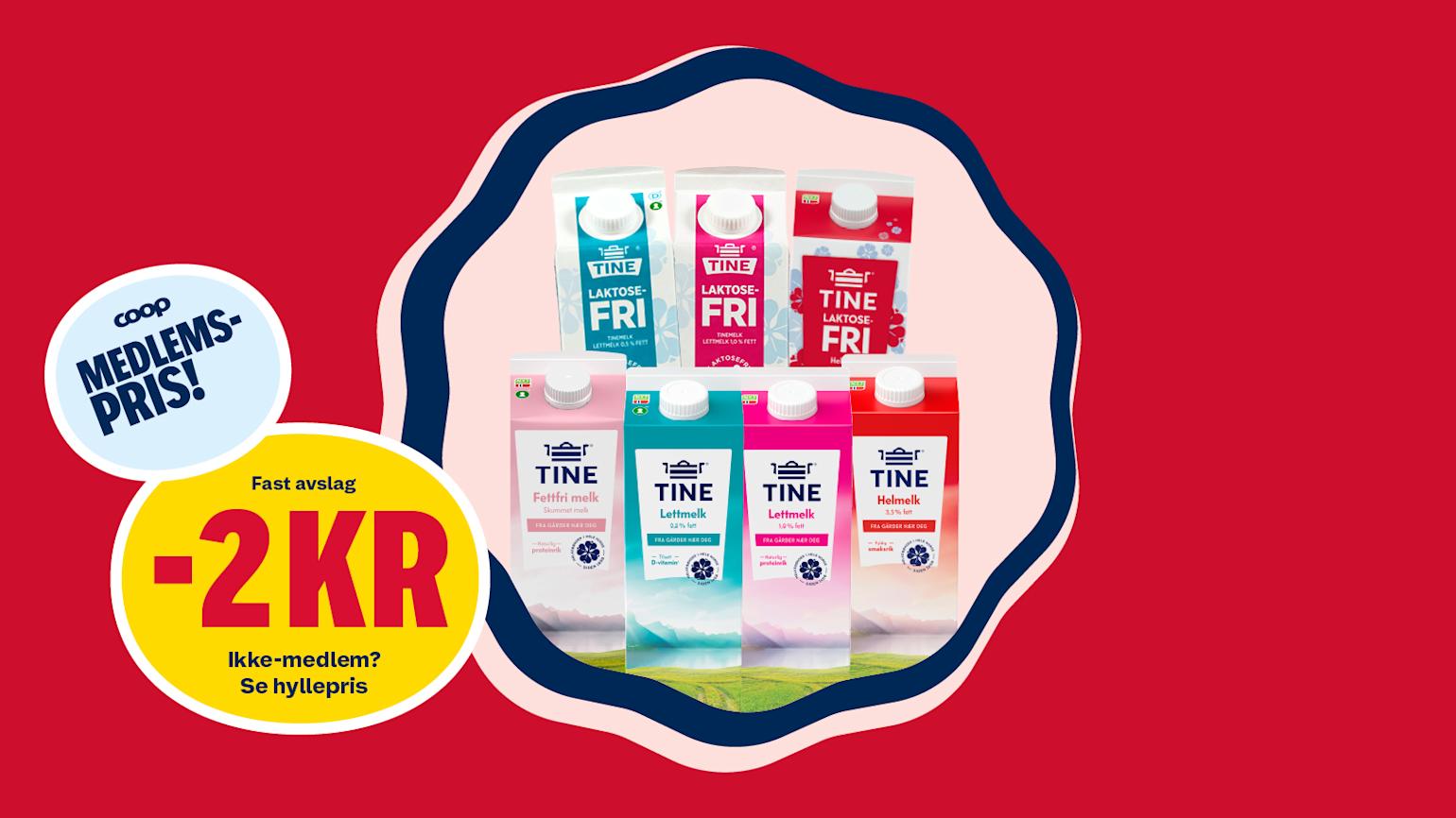 Medlemspris på melk hos Coop Marked og Matkroken.