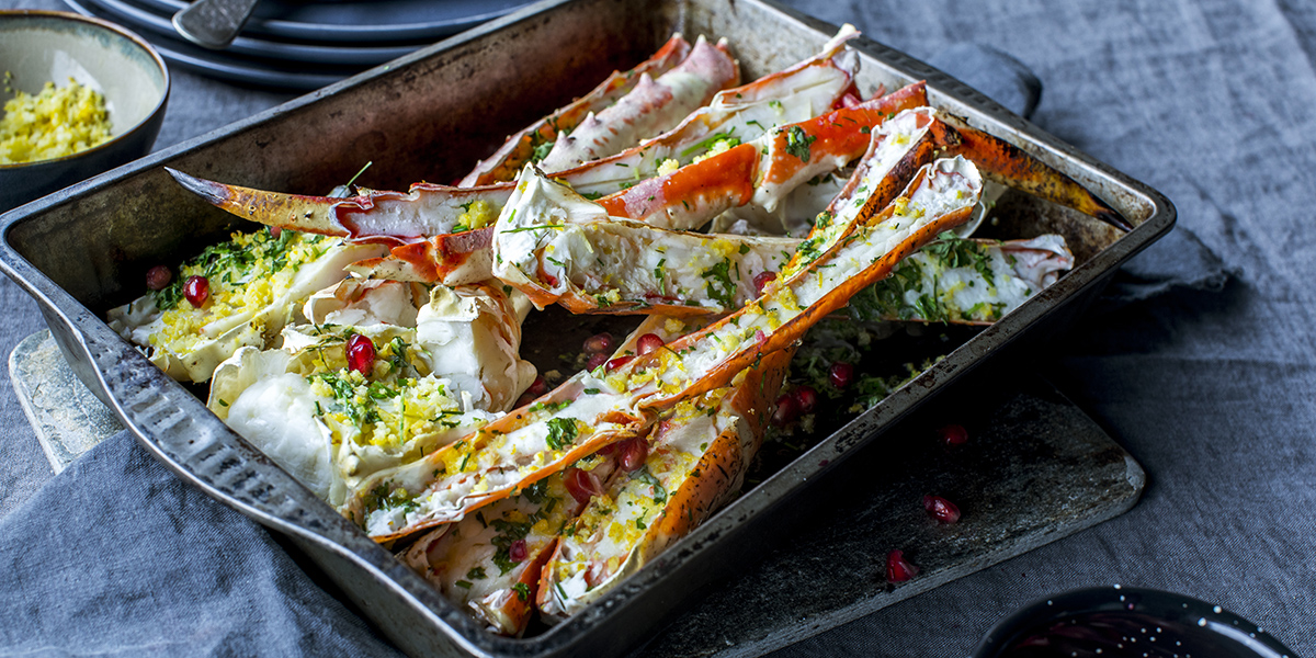 Gratinert kongekrabbe med sitron