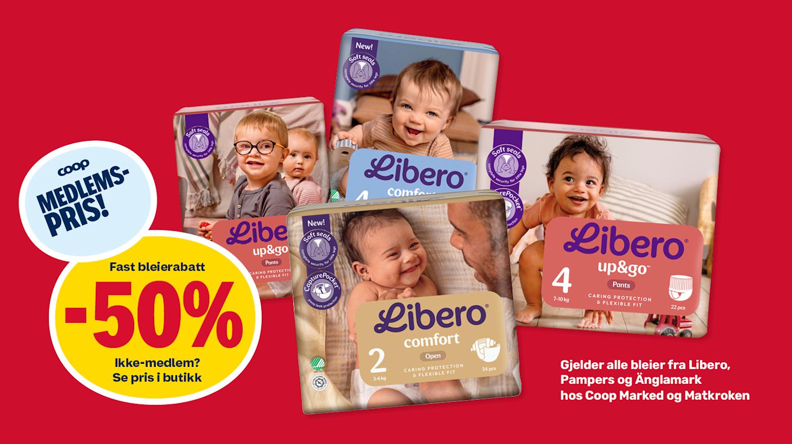 50% medlemsrabatt på bleier hos Coop Marked og Matkroken.