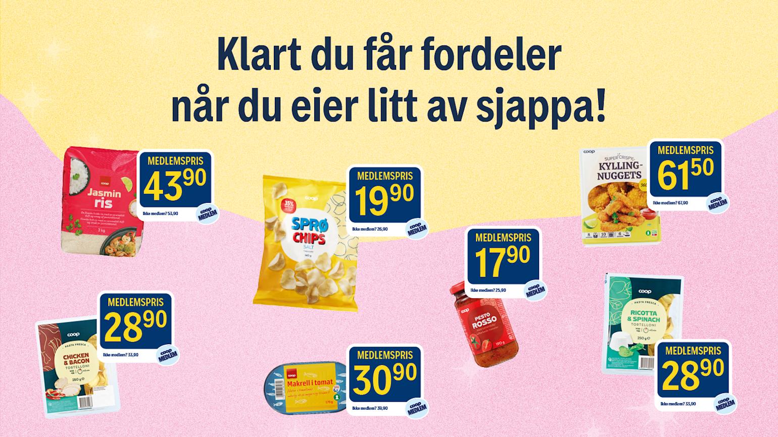 Lavere medlemspriser på 100 hverdagsvarer hos Coop Prix.