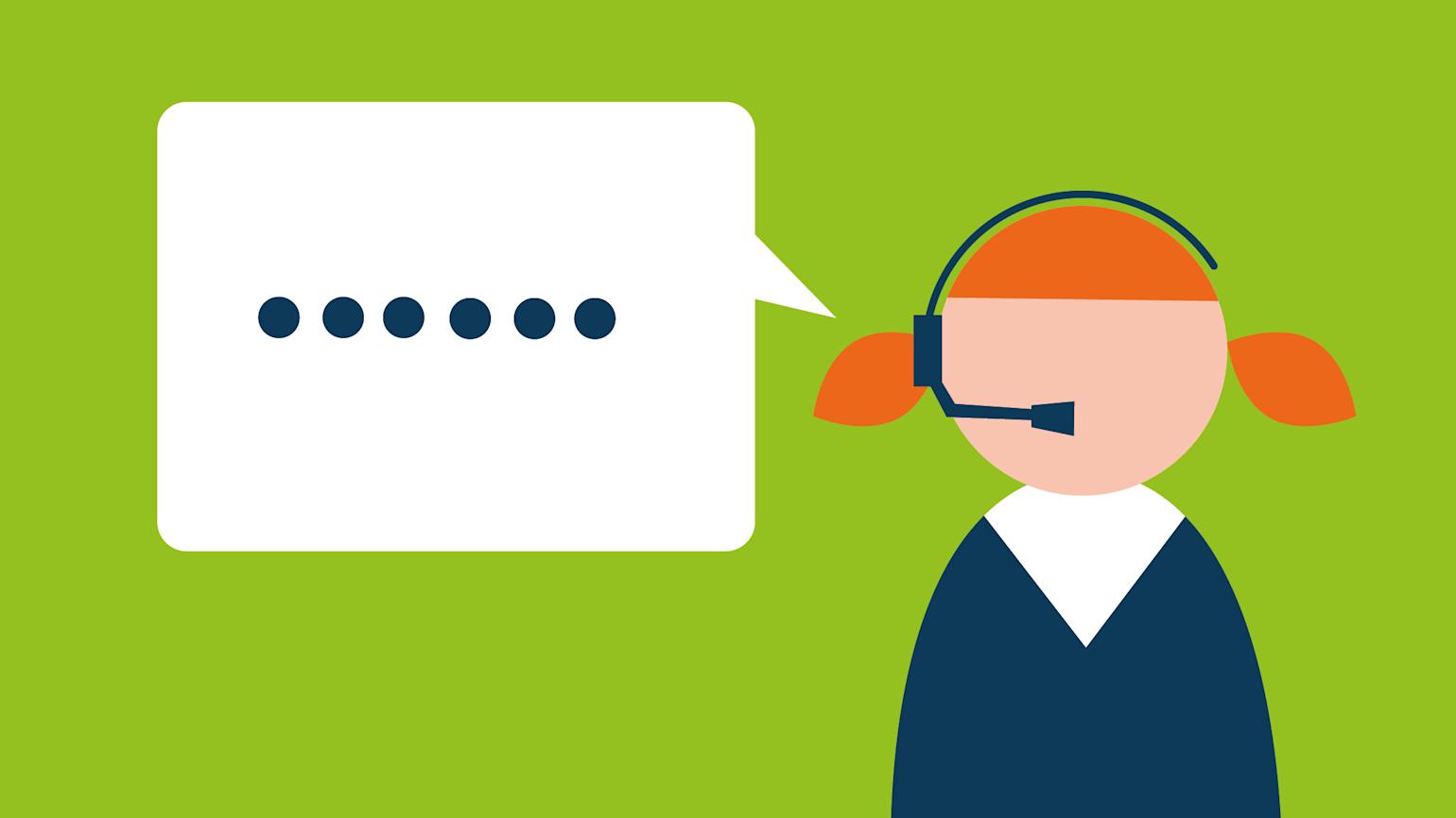 Illustrasjon av dame med headset.