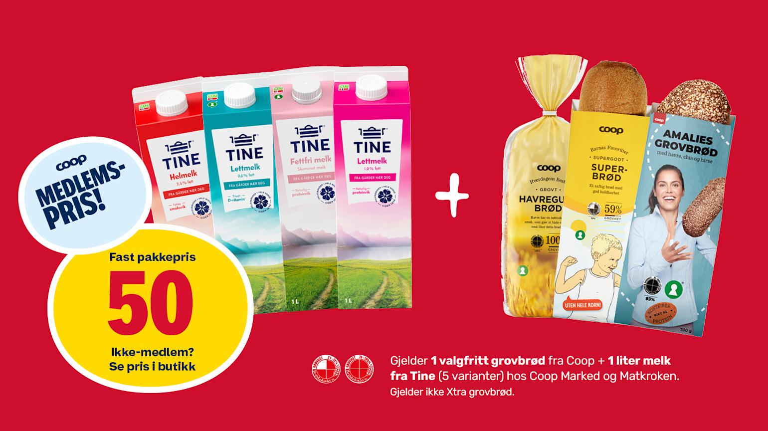 Melk og grovt brød for god helse 