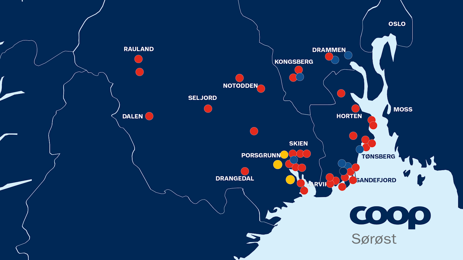 Coop Sørøst kart