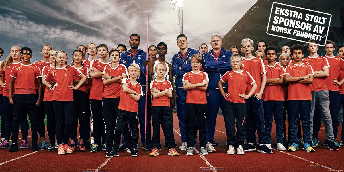 Friidrettslag med gutter og jenter