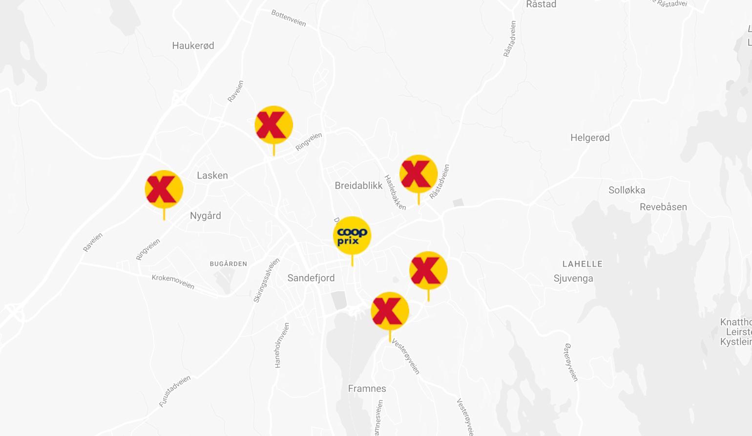 Butikk-kart Sandefjord