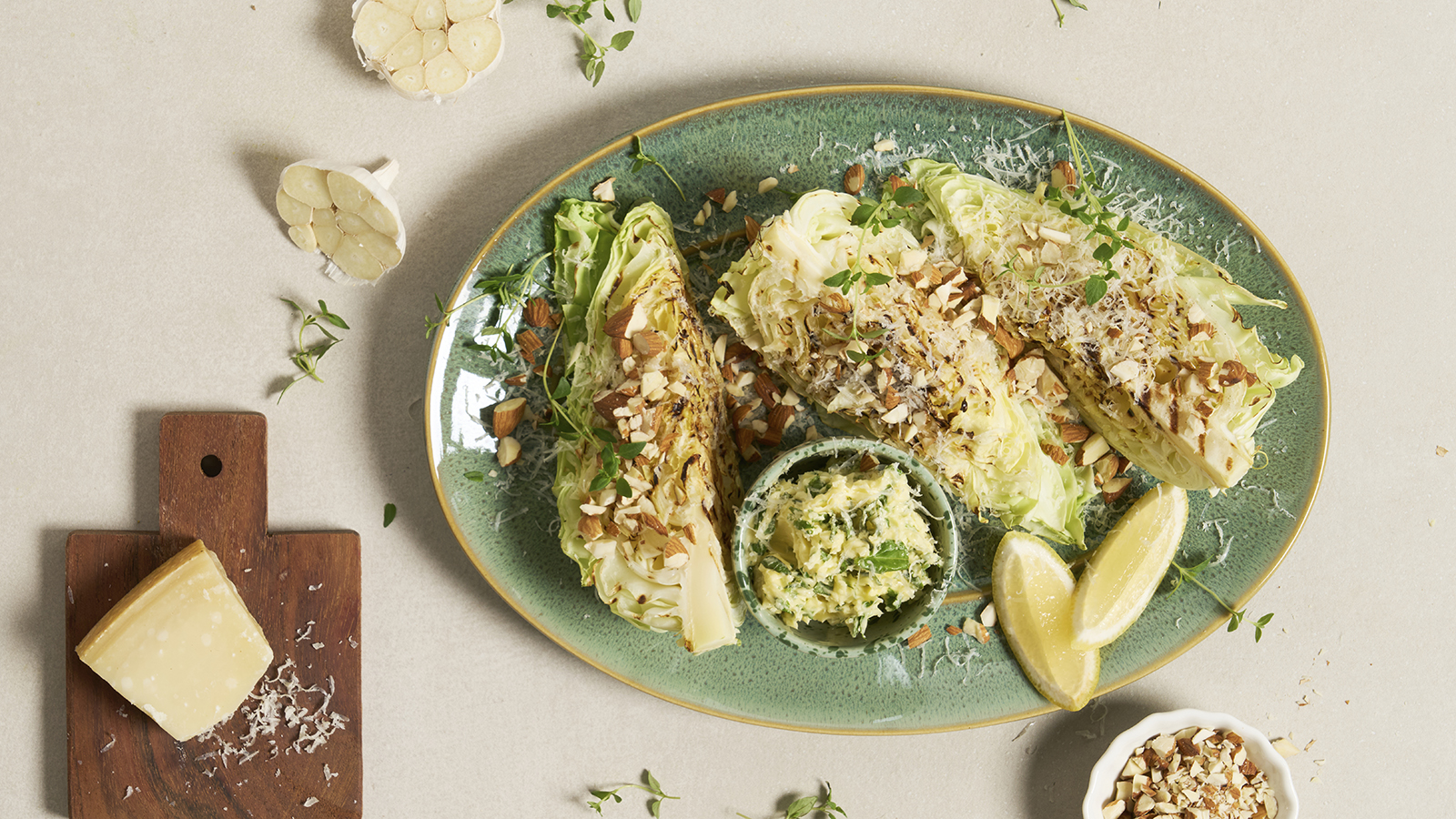 Grillet spisskål med urtesmør