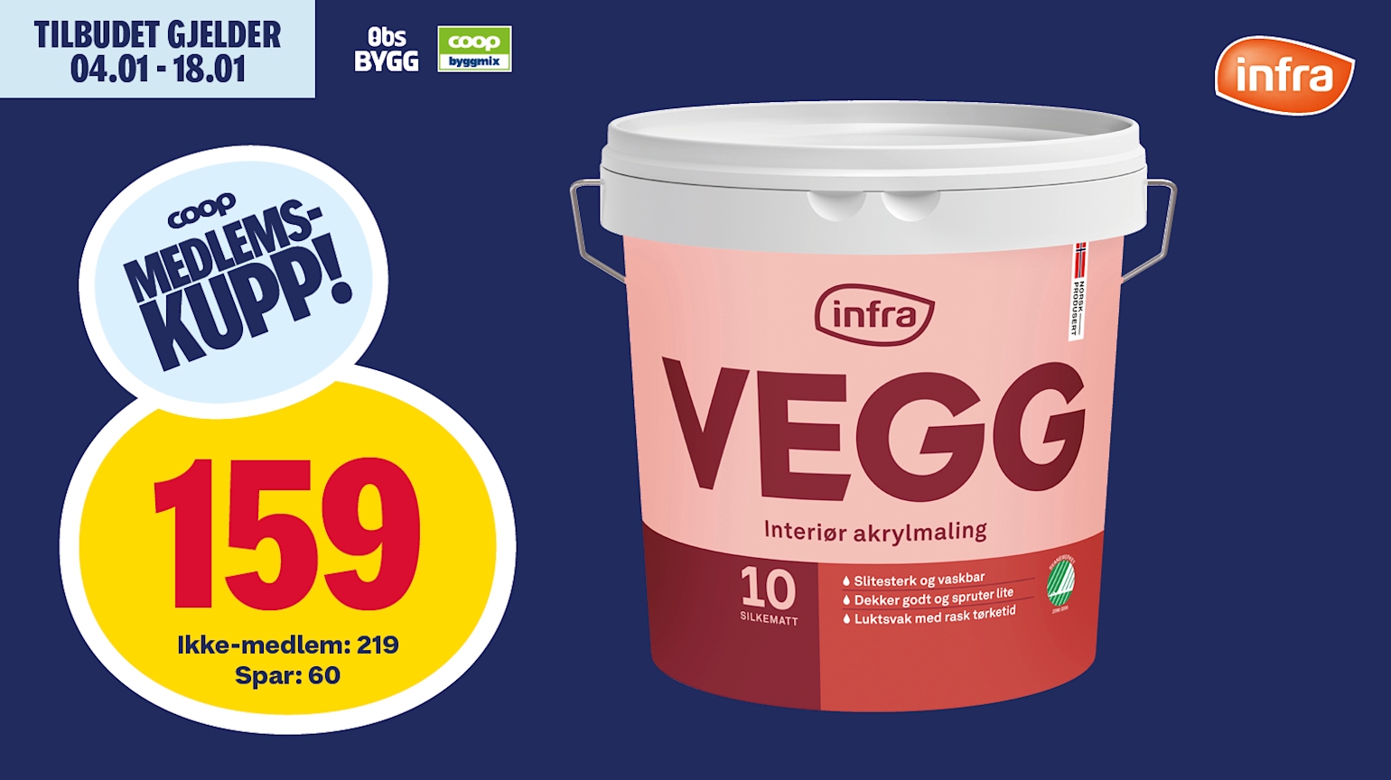 Infra Vegg 10/silkematt interiørmaling