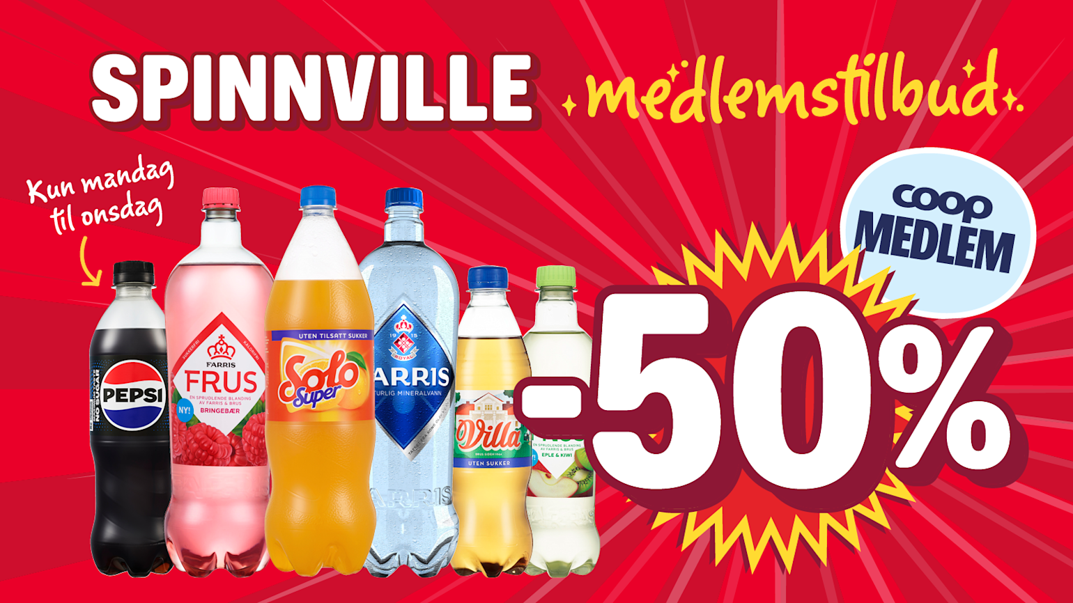 Spinnville Brus Cola Toppbanner desktop