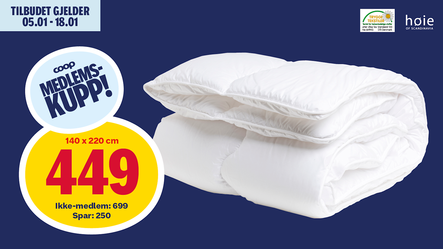 Høie Røros fiberdyne varm 140x220