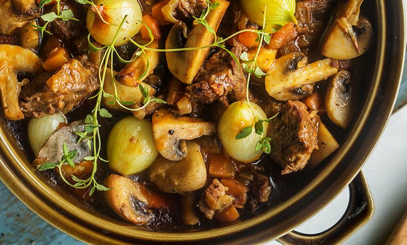 Biff bourguignon i gryte