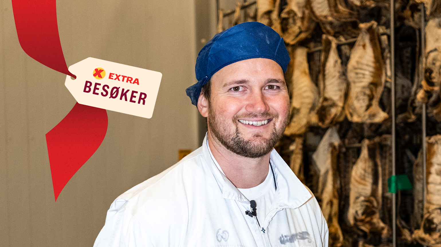 Extra besøker Fatland. Bilde av slakteren på Fatland.