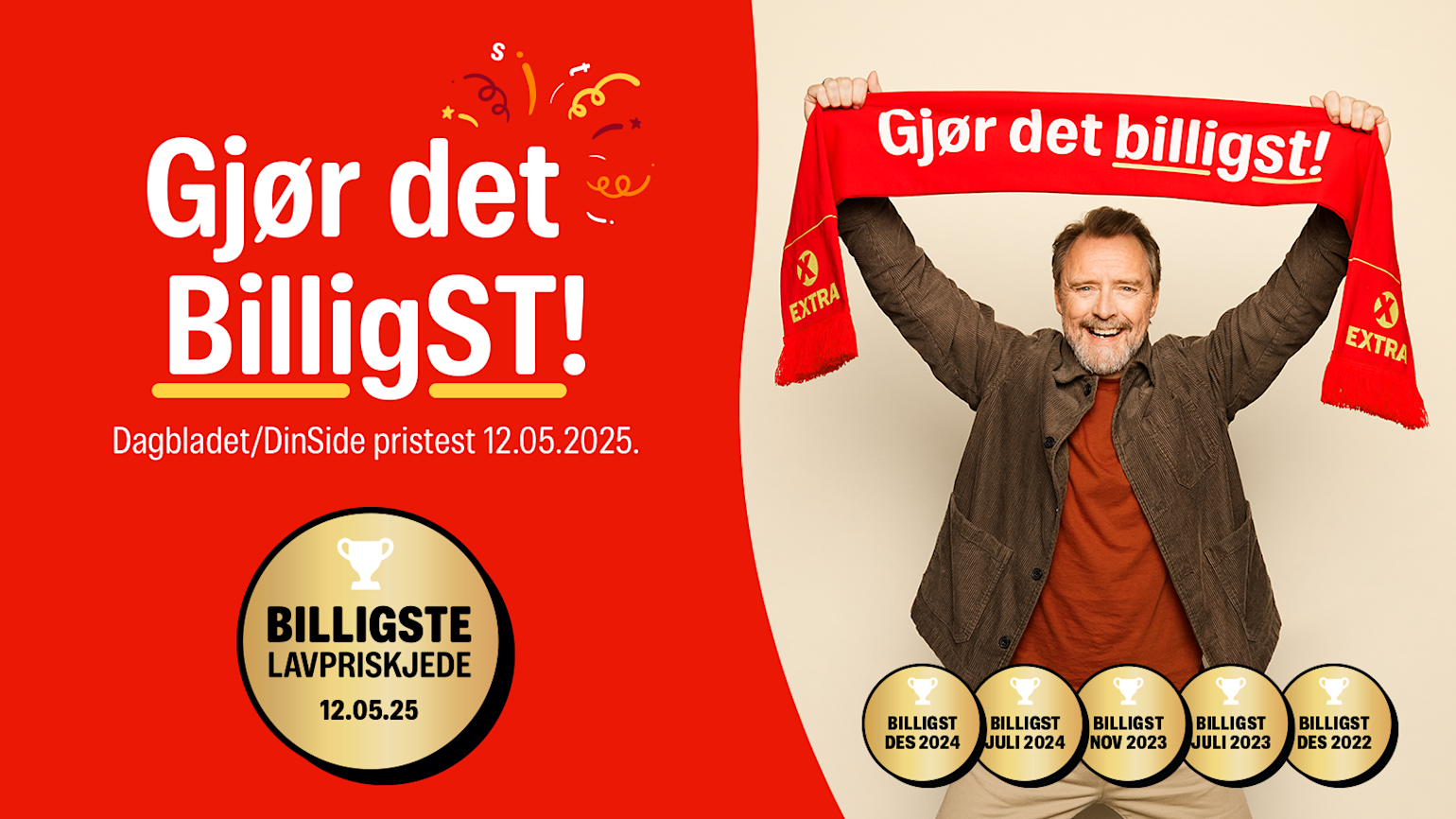 Billigst igjen, hurra! Mann veiver med Extra skjerf