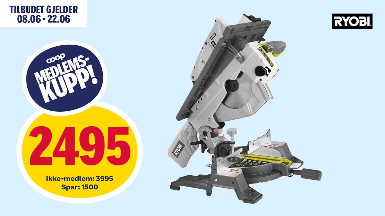 Ryobi RTMS1800-G 1800 W bord/gjærsag