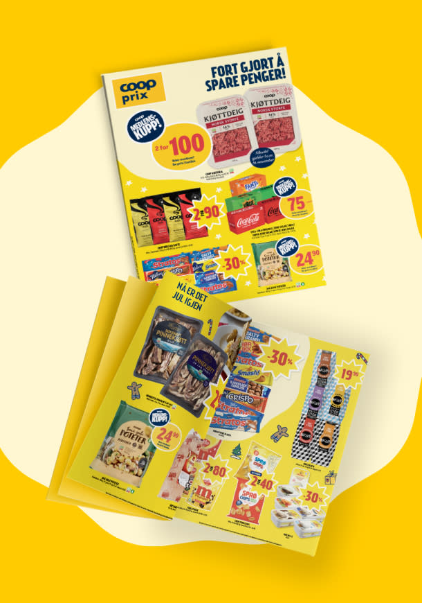 To kundeaviser på gul bakgrunn uke 46