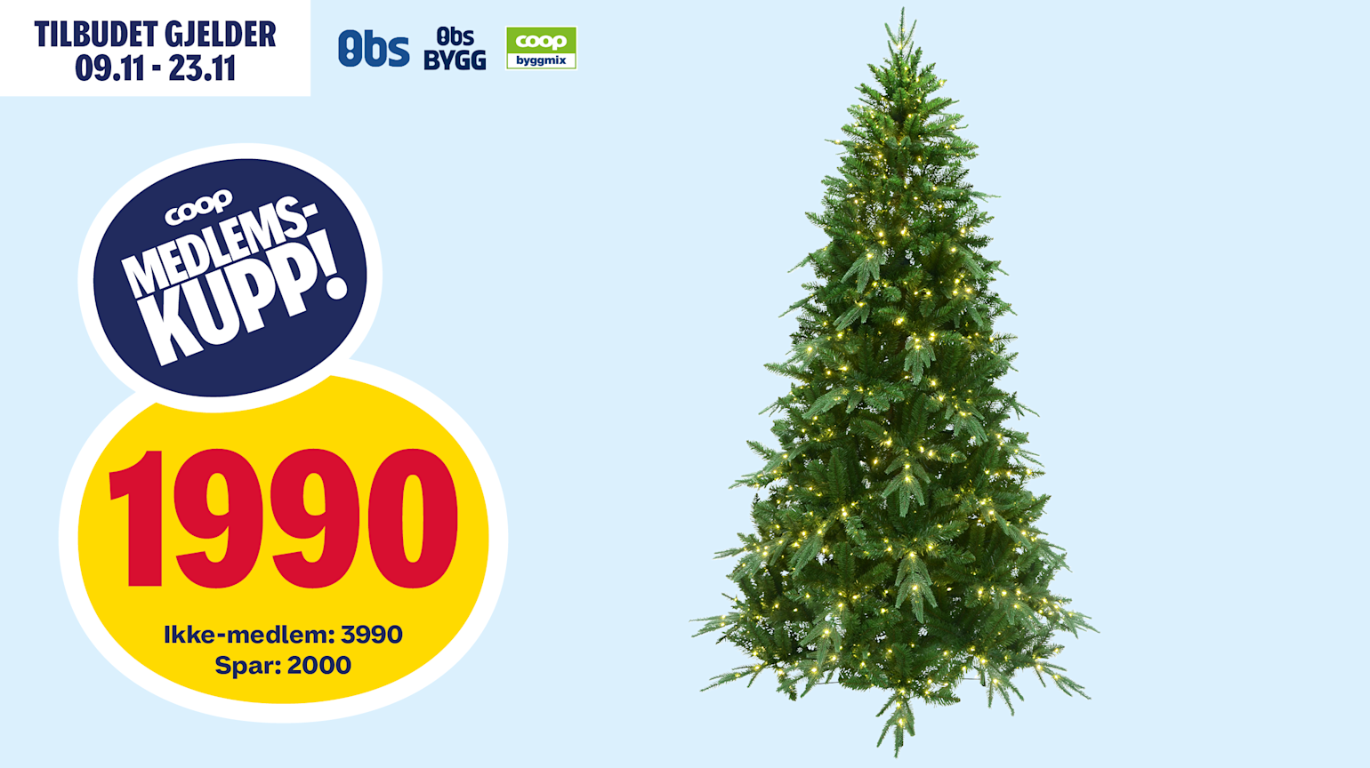 Norefjell juletre 210 cm 800 micro LED-lys