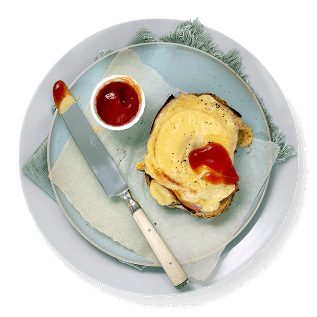 Ostesmørbrød Hawaii med skinke og ananas