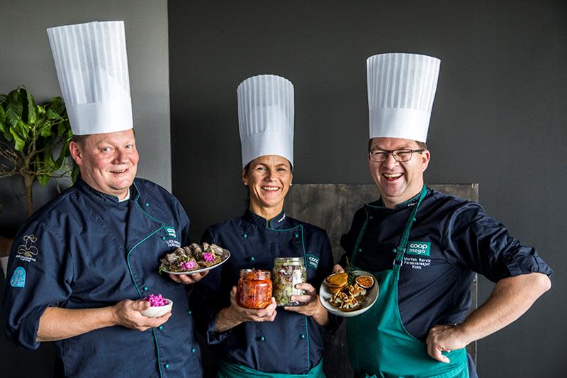 Coop Mega-teamet består av (f.v.) Kjetil Kvarteig fra Coop Mega Røros, Elin Madsen fra Coop Mega Klepp og Morten Rørvik fra Coop Mega Nordås.
