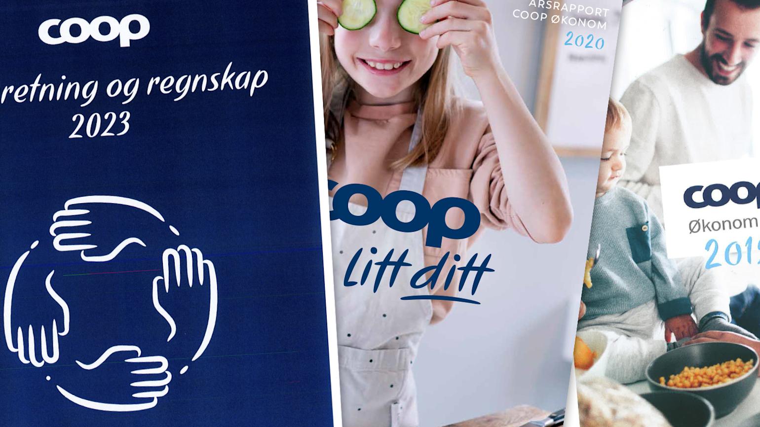 Bilde av forsider av flere årsberetninger.