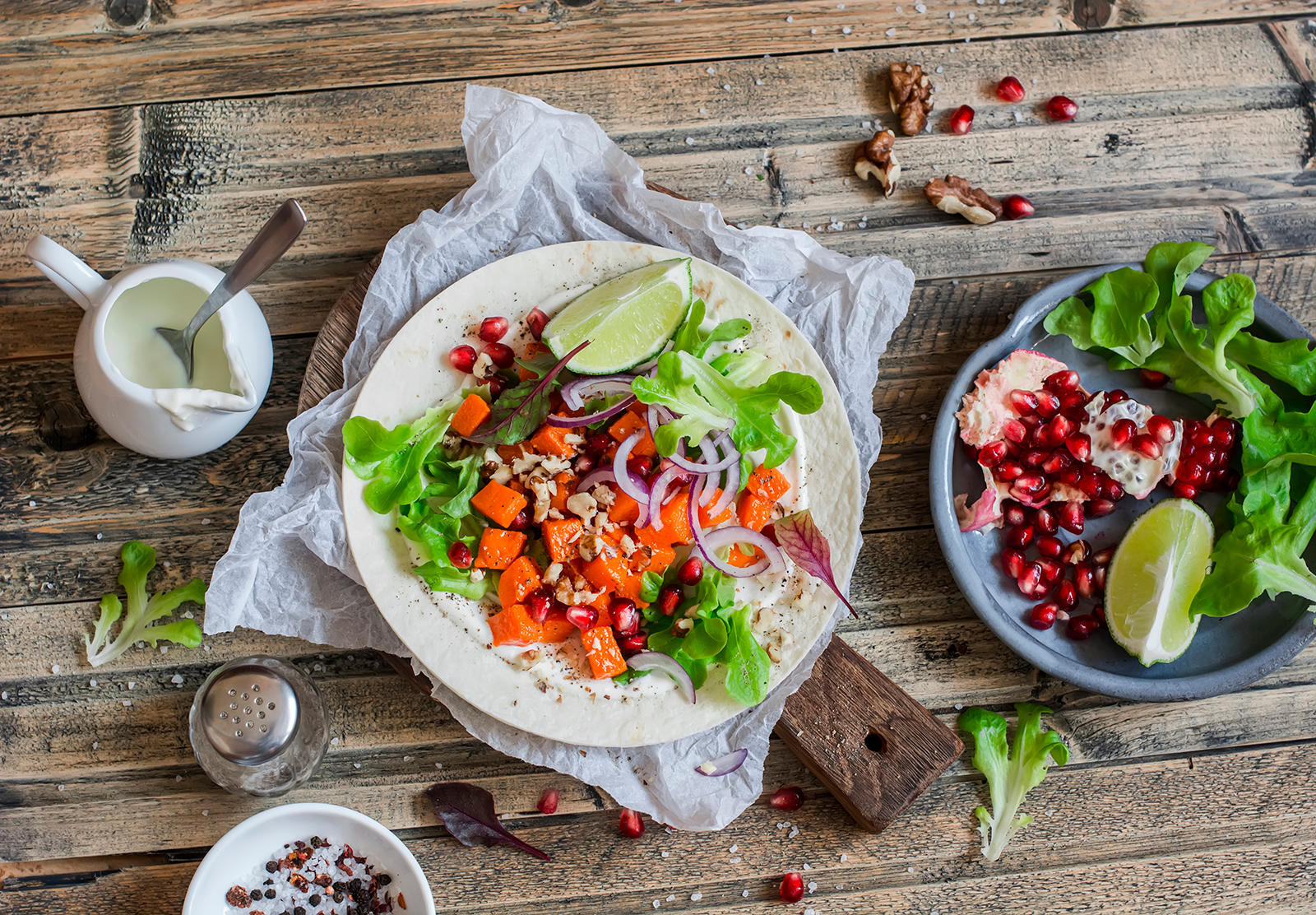 Taco med søtpoteter på fjøl