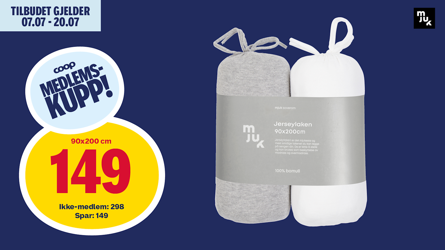 Mjuk Jerseylaken 2 pk hvit/grå
