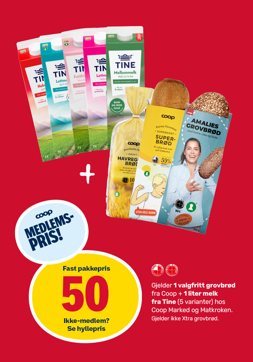 Melk og grovt brød for god helse 